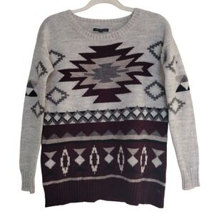 American Eagle Sweater Womens XS Beige  Wool Blend‎ Aztec Southwestern Tribal